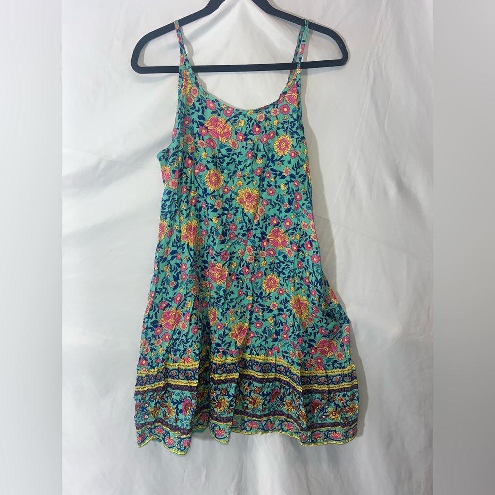 Qearal Womens Boho Floral Printed Dress Summer Sleeveless  medium